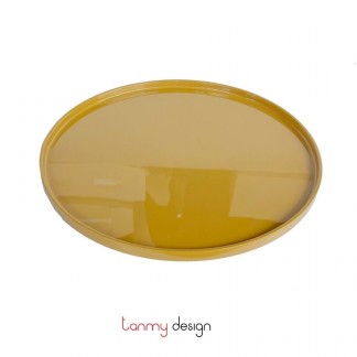 Yellow round lacquer tray D26*1cm